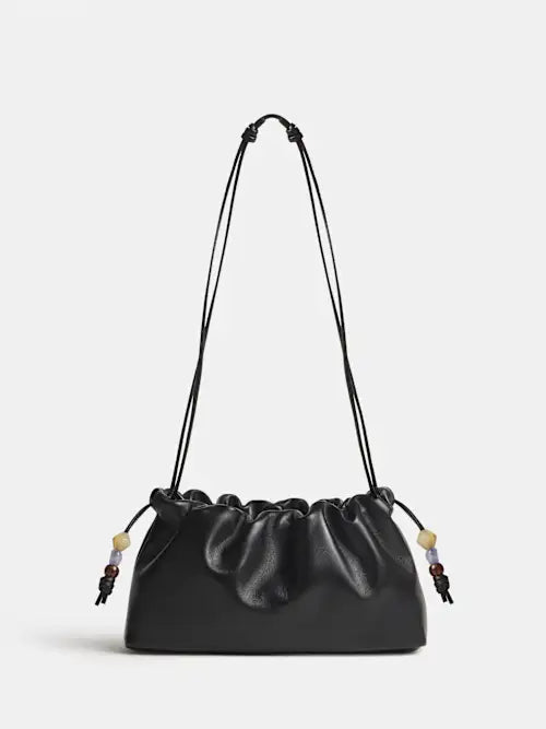 Multi-Wear Drawstring Pouch Bag With Decorative Drawcord Strap