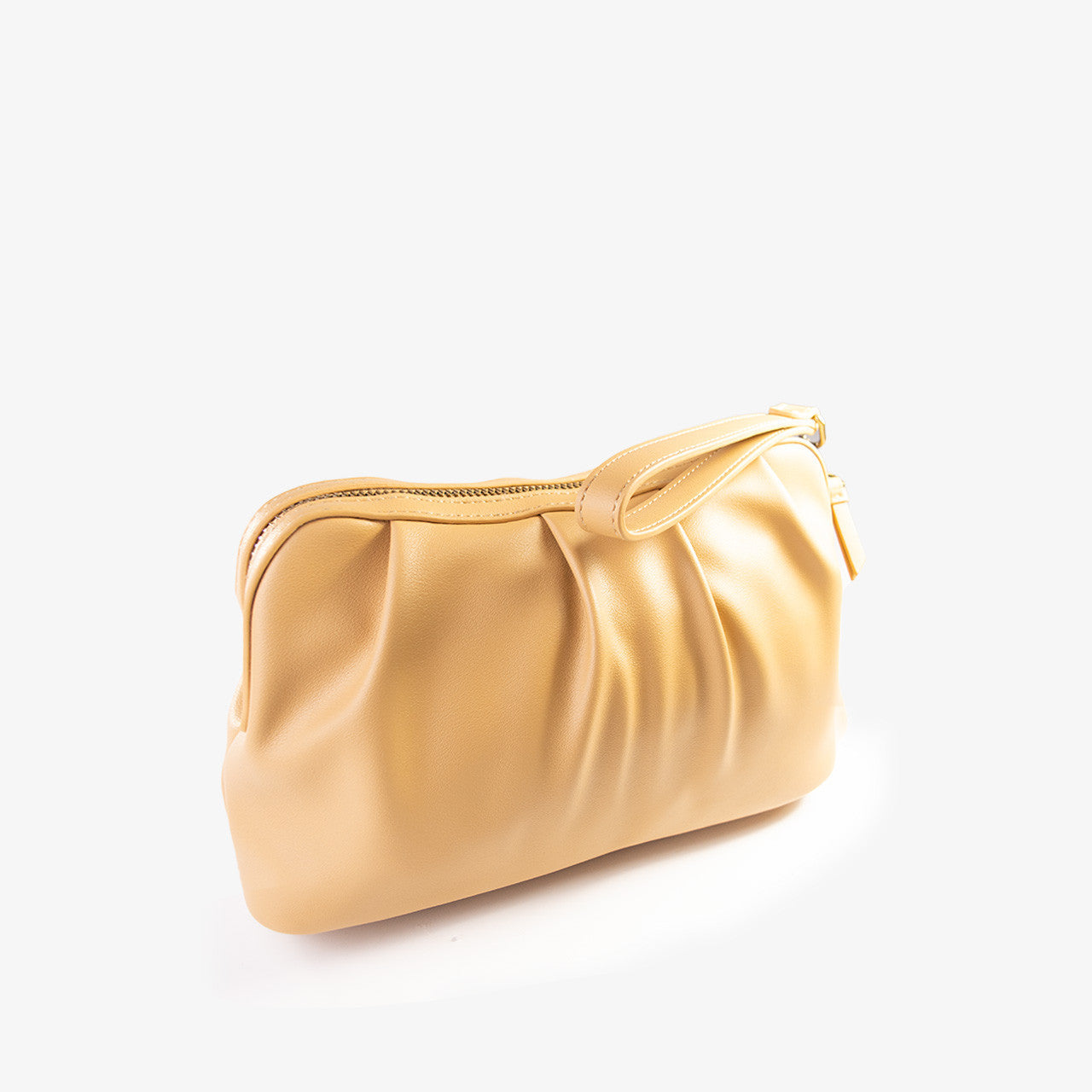 Ruched Texture Zipper Clutch Equipped With Detachable Wrist Strap