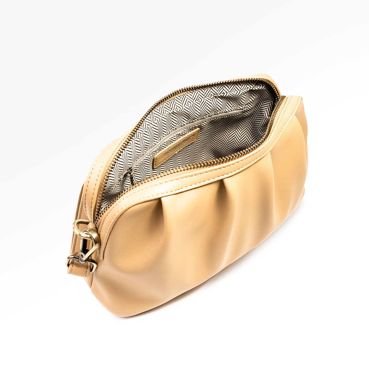 Ruched Texture Zipper Clutch Equipped With Detachable Wrist Strap