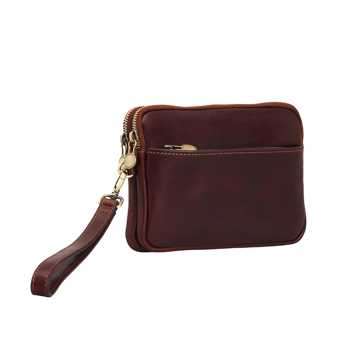 Multi-Zipper Rigid Zipper Clutch With Detachable Wrist Strap