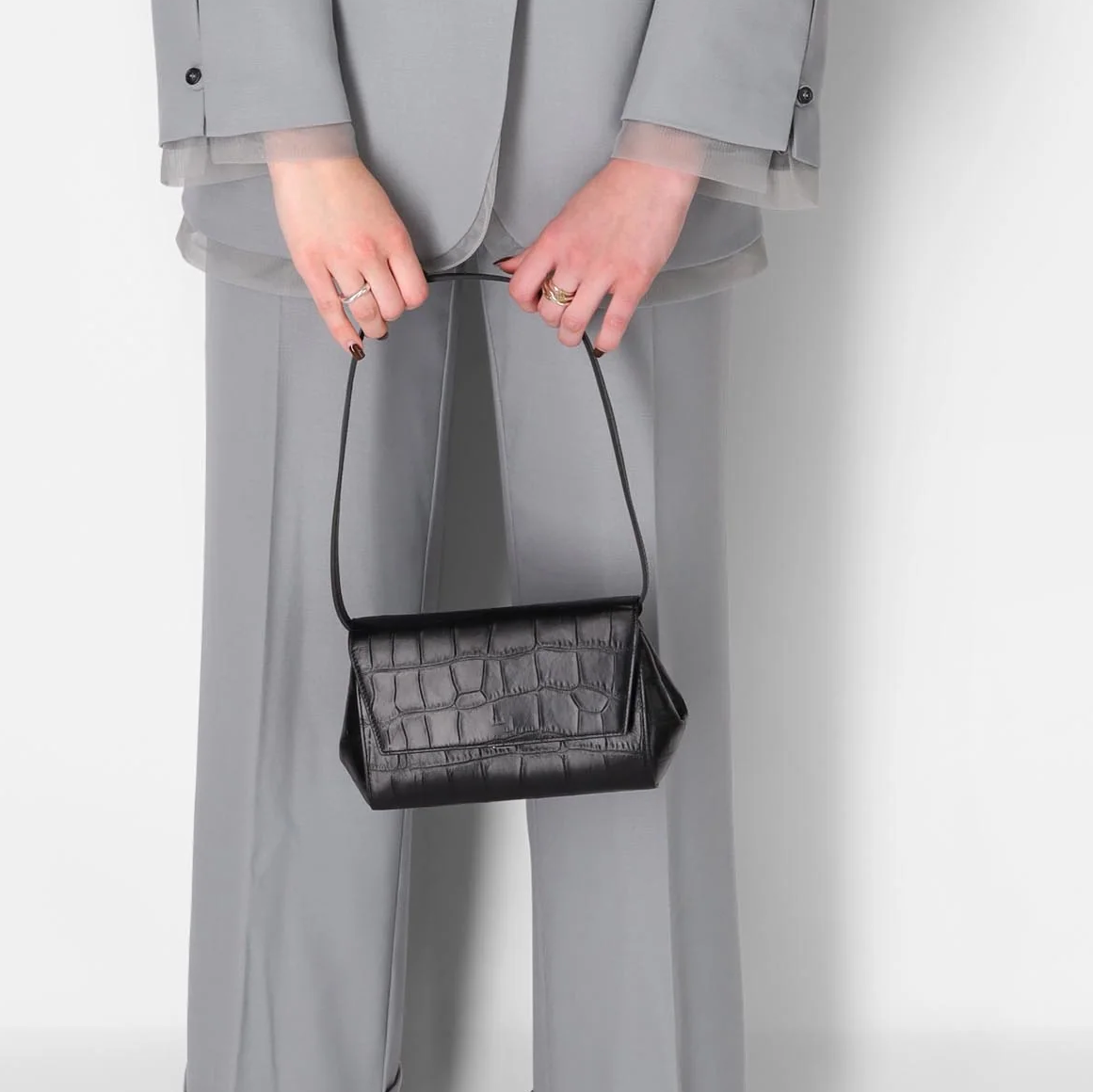 Hidden Dual Magnet Snap Flap Bag With Interchangeable Dual Straps
