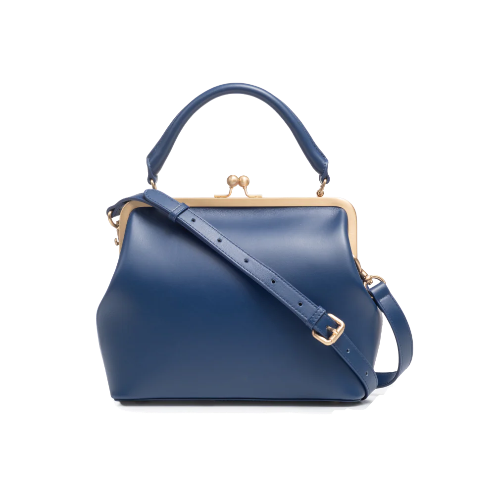 Frame Magnetic Clasp Satchel Bag With Adjustable Detachable Crossbody Strap