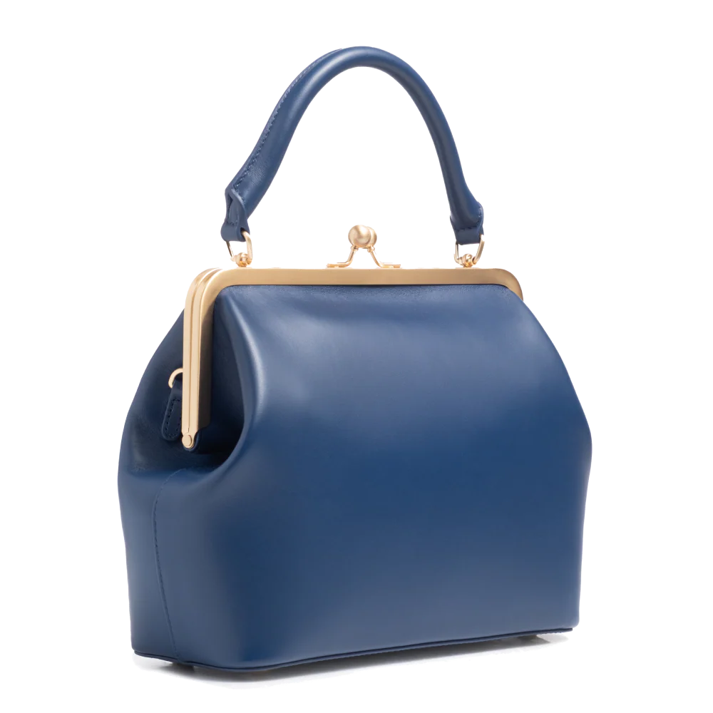 Frame Magnetic Clasp Satchel Bag With Adjustable Detachable Crossbody Strap