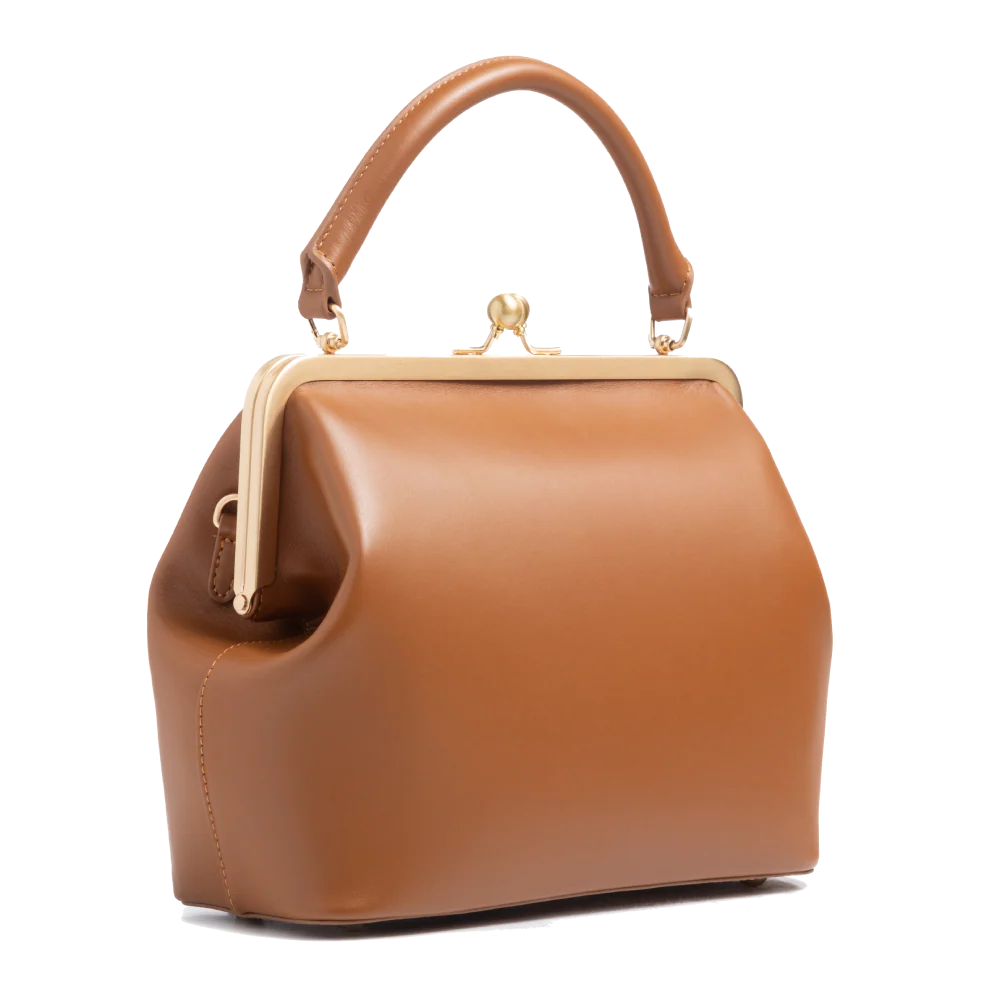 Frame Magnetic Clasp Satchel Bag With Adjustable Detachable Crossbody Strap