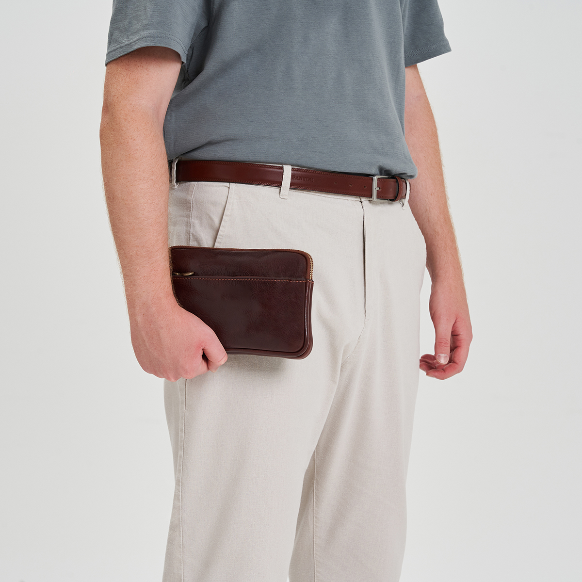 Multi-Zipper Rigid Zipper Clutch With Detachable Wrist Strap