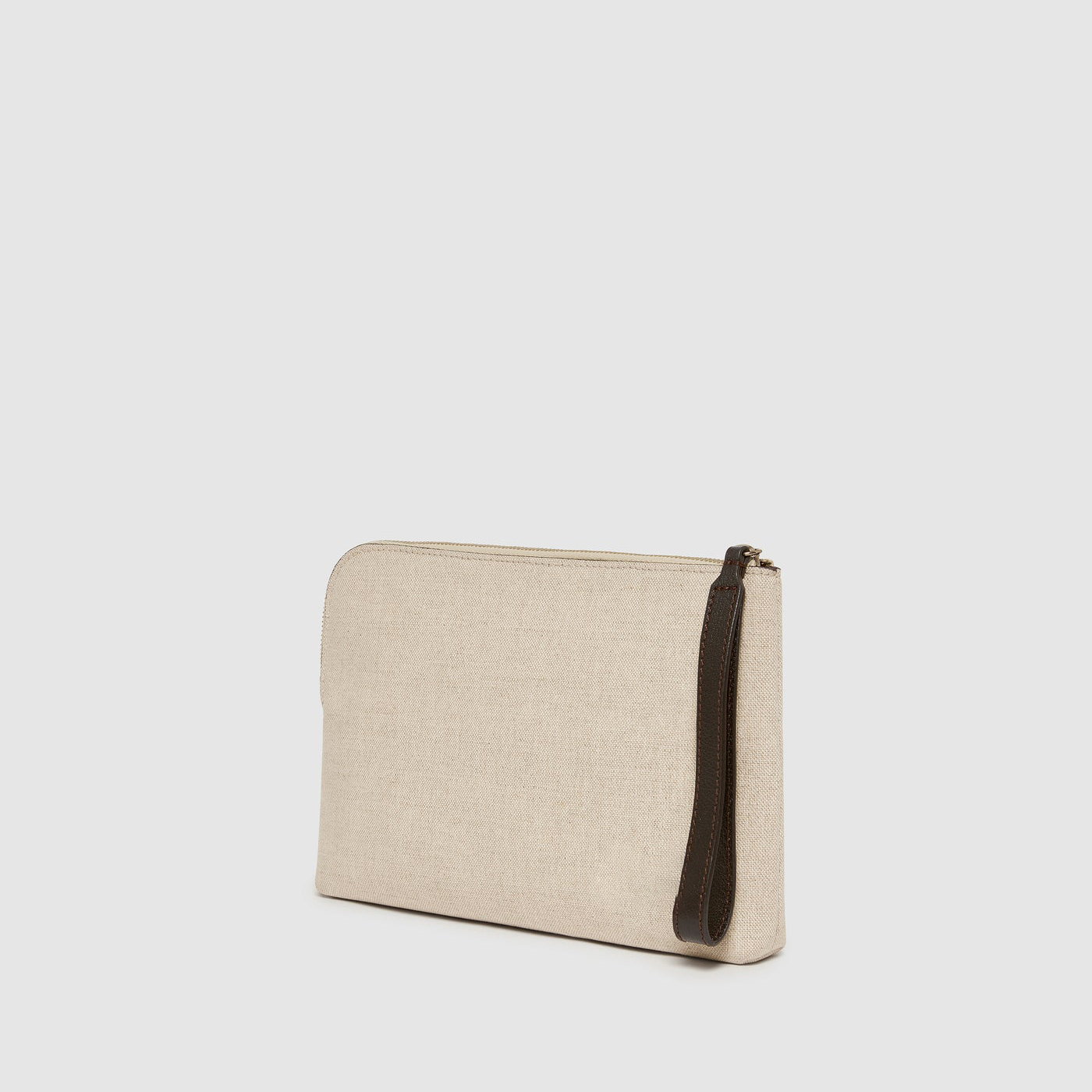 Minimalist Wristlet Zipper Clutch With Detachable Wrist Handle
