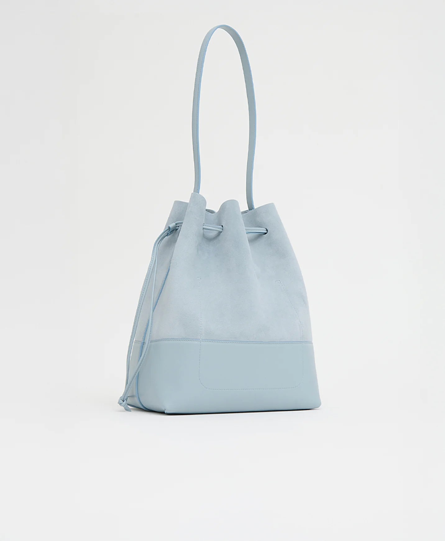 Slouchy Drawstring Cabas Bucket Bag With Long Single Shoulder Handles