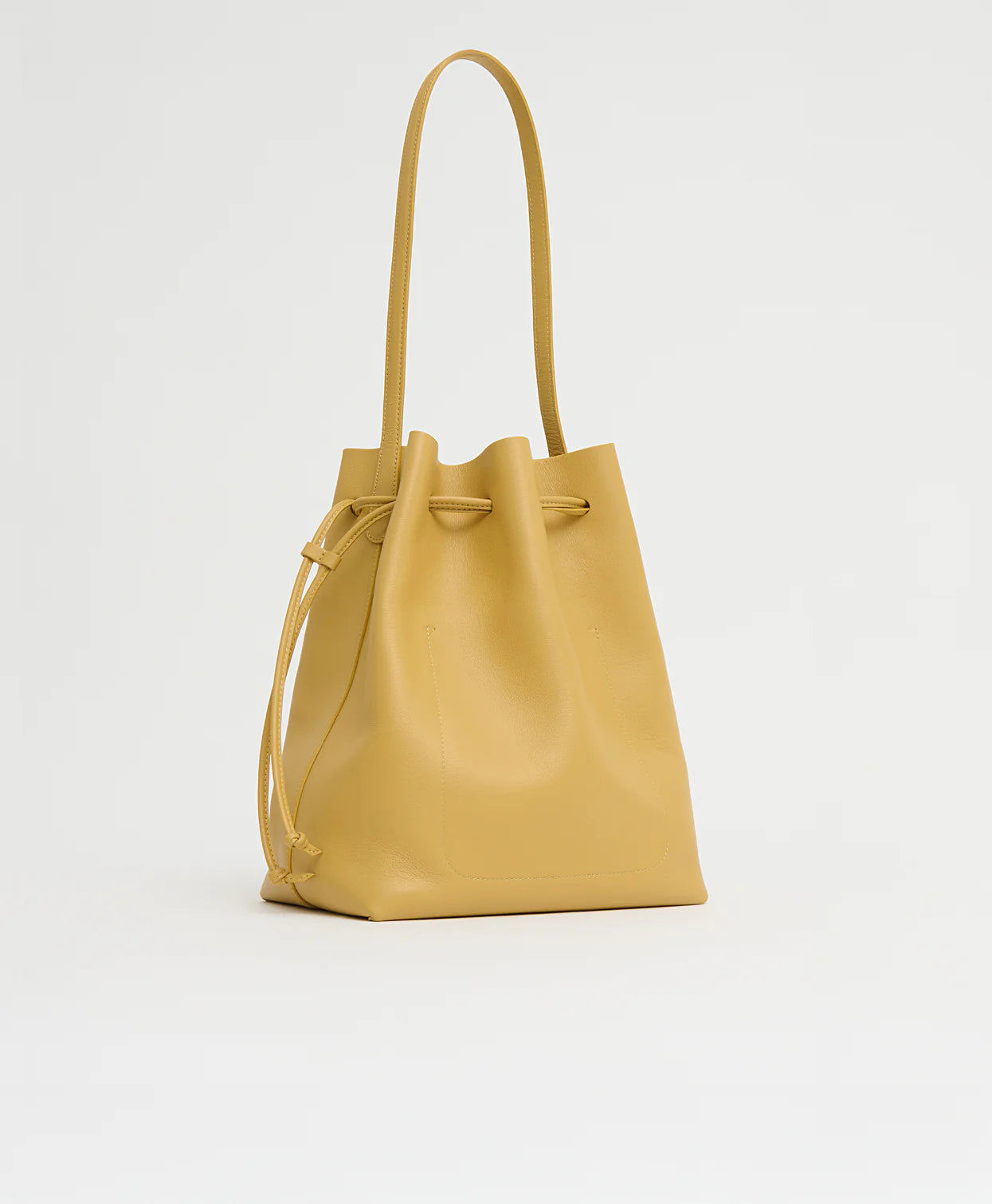 Slouchy Drawstring Cabas Bucket Bag With Long Single Shoulder Handles