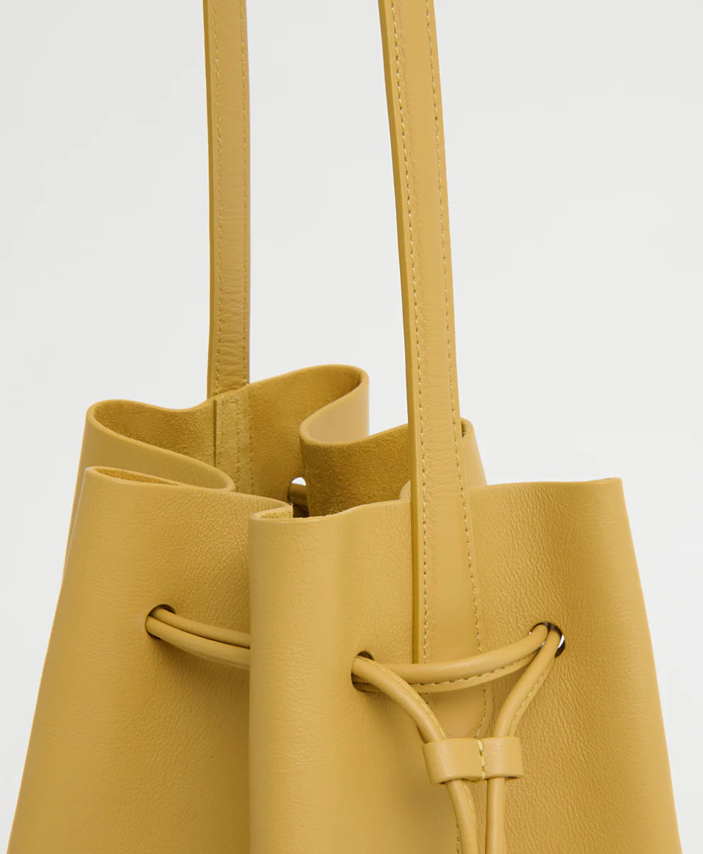 Slouchy Drawstring Cabas Bucket Bag With Long Single Shoulder Handles