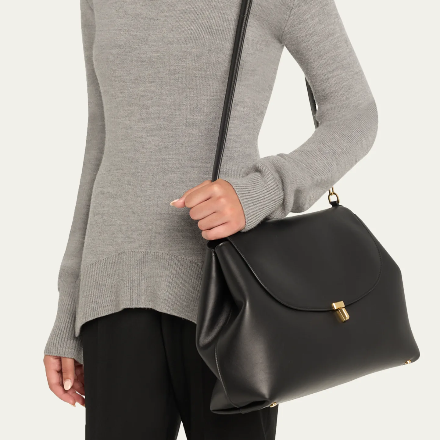 Flap Magnetic Snap Satchel Bag With Dual Detachable Convertible Straps