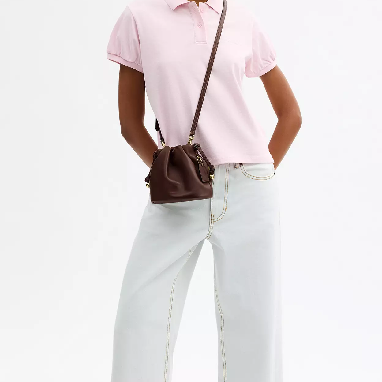 Mini Drawstring Bucket Bag With Dual Detachable Convertible Straps